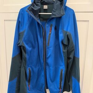 Eddie Bauer Men's First Ascent Blue Fleece full zip hooded Jacket Tall Large